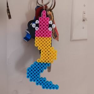 Pansexual Pride Flag Worm On A String Keychain